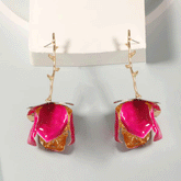 Romantic Rose Rainbow Rhinestone Drop Earrings - Floral Statement Jewelry